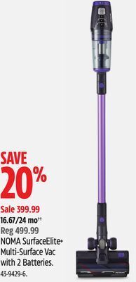 Canadian Tire Noma surfaceelite+ multi-surface vac with 2 batteries offer