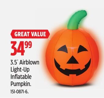 Canadian Tire 3.5' airblown light-up inflatable pumpkin offer
