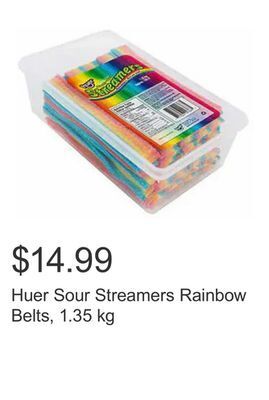 Costco Huer sour streamers rainbow belts, 1.35 kg offer