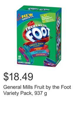 Costco General mills fruit by the foot variety pack, 937 g offer