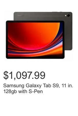 Costco Samsung galaxy tab s9, 11 in. 128gb with s-pen offer