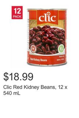 Costco Clic red kidney beans, 12 x 540 ml offer