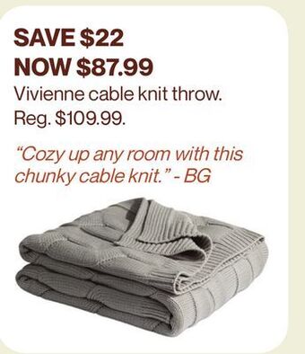 Hudson's Bay Vivienne cable knit throw offer
