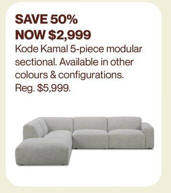 Hudson's Bay Kode kamal 5-piece modular sectional offer