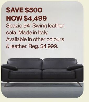 Hudson's Bay Spazio 94 swing leather sofa offer