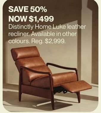 Hudson's Bay Distinctly home luke leather recliner offer