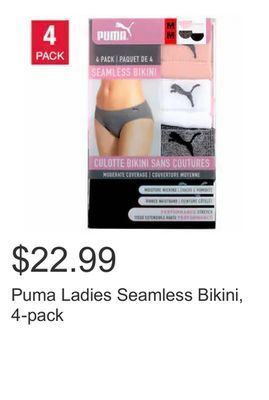 Costco Puma ladies seamless bikini, 4-pack offer