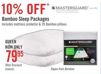 The Brick Masterguard natural bamboo queen mattress protector with 2 queen pillows offer