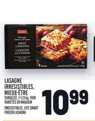 Metro Lasagne irresistibles, mieux-être | irresistibles, life smart frozen lasagna offer