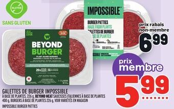 Metro Galettes de burger impossible | impossible burger patties offer