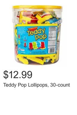 Costco Teddy pop lollipops, 30-count offer