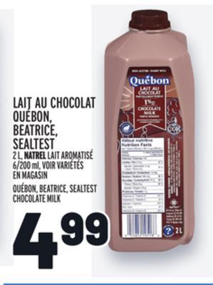 Metro Lait au chocolat québon, beatrice, sealtest | québon, beatrice, sealtest chocolate milk offer