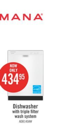 The Brick Amana dishwasher with triple filter wash system - adb1400amw offer