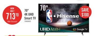 The Brick Hisense 70 a68h series 4k uhd smart google tv offer