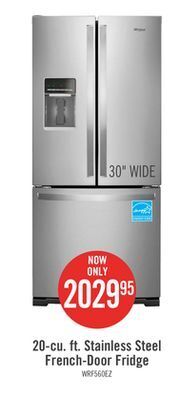 The Brick Whirlpool 20 cu. ft. french-door refrigerator - wrf560sehz offer
