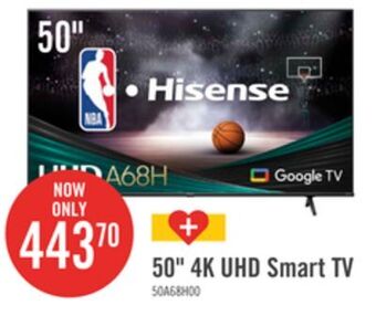 The Brick Hisense 50 a68h series 4k uhd smart google tv offer