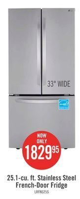 The Brick Lg 25.1 cu. ft. french-door refrigerator - lrfns2503s offer