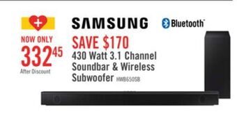 The Brick Samsung 430 w 3.1-channel soundbar with wireless subwoofer - hw-b650/zc offer