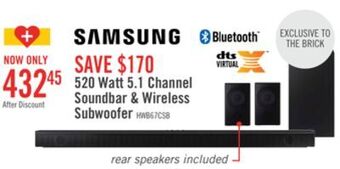 The Brick Samsung soundbar with wireless subwoofer and rear speaker kit - hw-b67c/zc offer