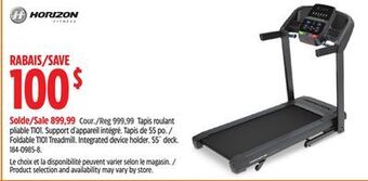 Canadian Tire Horizon foldable t101 treadmill offer