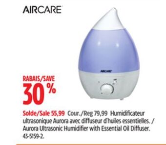 Canadian Tire Aircare aurora ultrasonic humidifier with essential oil diffuser offer