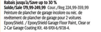 Canadian Tire Epoxyshield epoxyshield garage floor paint, clear or 2-car garage coating kit offer