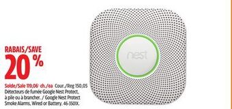 Canadian Tire Google nest protect smoke alarms, wired or battery offer