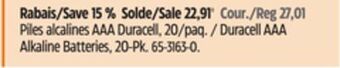 Canadian Tire Duracell aaa alkaline batteries, 20-pk offer