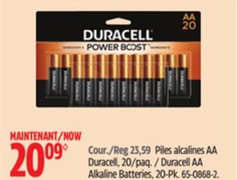 Canadian Tire Duracell aa alkaline batteries, 20-pk offer