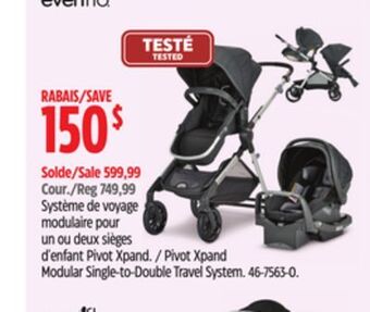 Canadian Tire Evenflo pivot xpand modular single-to-double travel system offer