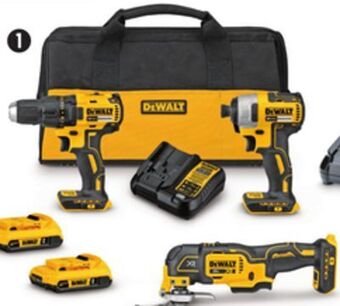 Canadian Tire Dewalt 20v brushless 1⁄2 drill, 1⁄4 impact driver and oscillating cordless 3-tool combo kit offer