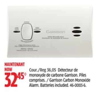 Canadian Tire Garrison carbon monoxide alarm offer