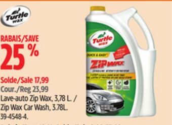 Canadian Tire Zip wax car wash, 3.78l offer