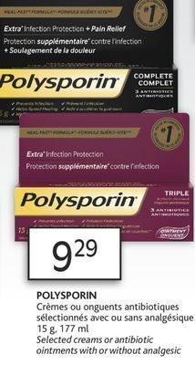 Brunet Polysporin crèmes ou onguents antibiotiques sélectionnés avec ou sans analgésique offer
