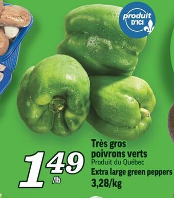 Marché Richelieu Très gros poivrons verts | extra large green peppers offer