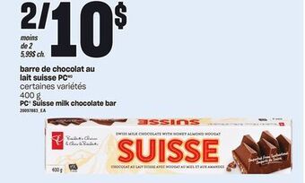 Provigo Barre de chocolat au lait suisse pc, 400 g offer