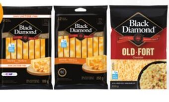 Provigo Fromage râpé black diamond, 300g-320g, bâtonnets de fromage black diamond, 189-252 g offer