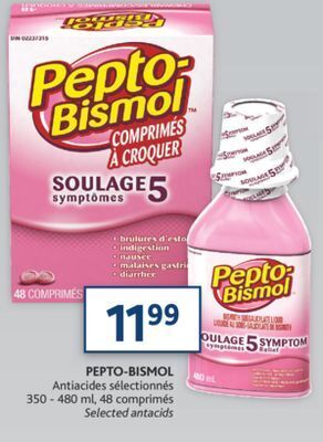 Brunet Pepto-bismol antiacides sélectionnés offer