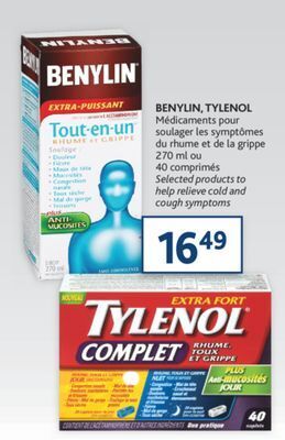 Brunet Benylin, tylenol médicaments pour soulager les symptômes du rhume et de la grippe offer