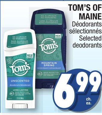Jean Coutu Tom's of maine selected deodorants offer