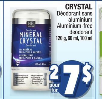 Jean Coutu Crystal aluminium-free deodorant offer