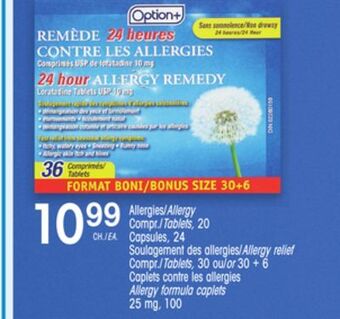 Uniprix Option+ allergies/allergy compr./tablets, capsules / soulagement des allergies/allergy relief compr./tablets, ou/or caplets c offer