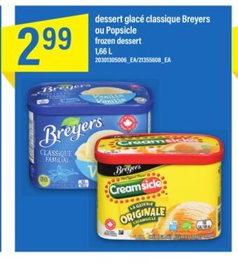 Maxi Dessert glacé classique breyers ou popsicle offer
