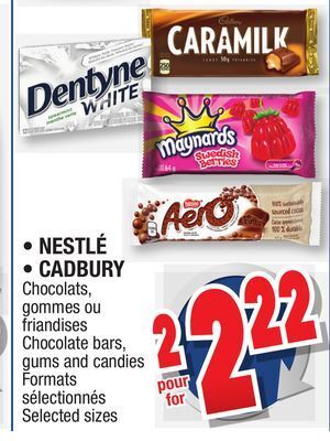 Jean Coutu Nestlé, cadbury chocolate bars, gums and candies offer