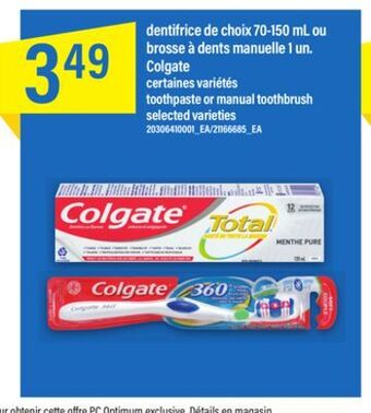 Maxi Dentifrice de choix 70-150 ml ou brosse à dents manuelle 1 un. colgate offer