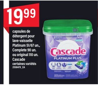 Maxi Capsules de détergent pour lave-vaisselle platinum 51/67 un., complete 90 un. ou original 110 un. cascade offer