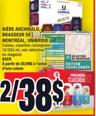 Super C Bière archibald, brasseur de montréal, unibroue | beer offer