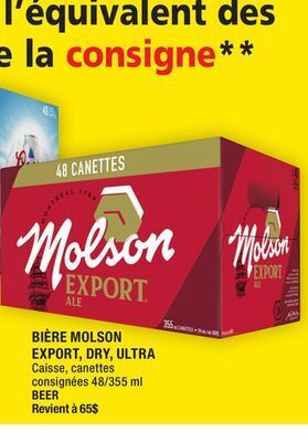 Super C Bière molson export, dry, ultra | beer offer
