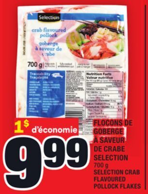 Super C Flocons de goberge à saveur de crabe selection | selection crab flavoured pollock flakes offer