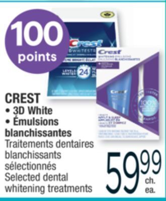 Jean Coutu Crest selected dental whitening treatments offer